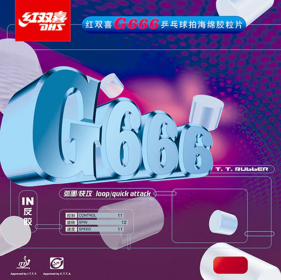 DHS Tischtennisbelag G666 Belag Pimple-IN
