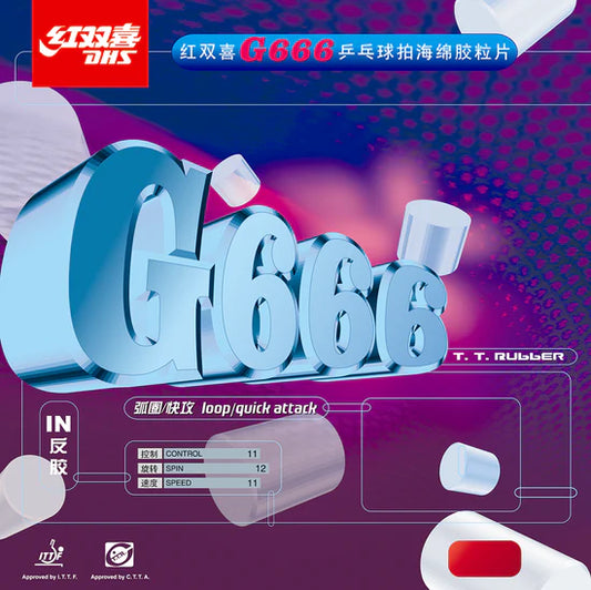DHS Tischtennisbelag G666 Belag Pimple-IN